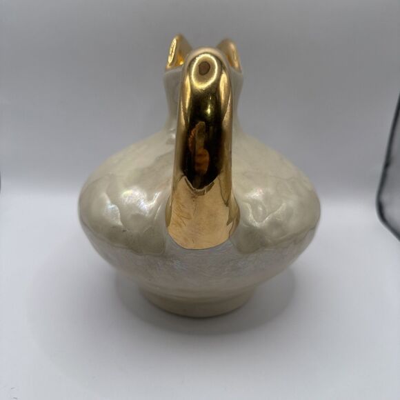 Vintage Opalescent Pearl Pitcher with Gold Handle - Picture 2 of 8